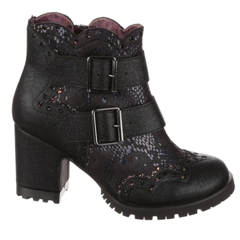 Irregular Choice Womens Buckle Babe Ankle Boots - Black sold by The Foot Factory