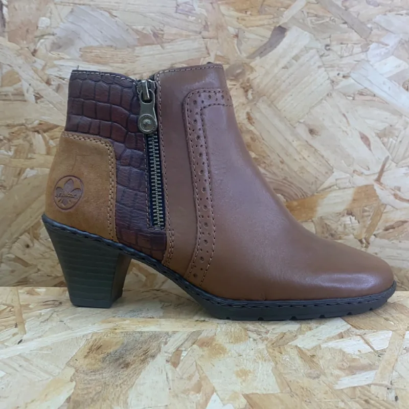 Rieker Womens Fleece Lined Leather Ankle Boot - Brown sold by The Foot Factory