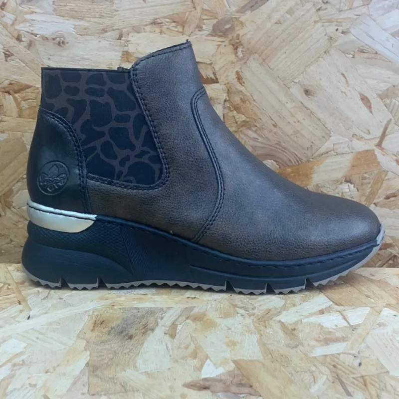 Rieker Womens Fleece Lined Leather Ankle Boot - Brown sold by The Foot Factory