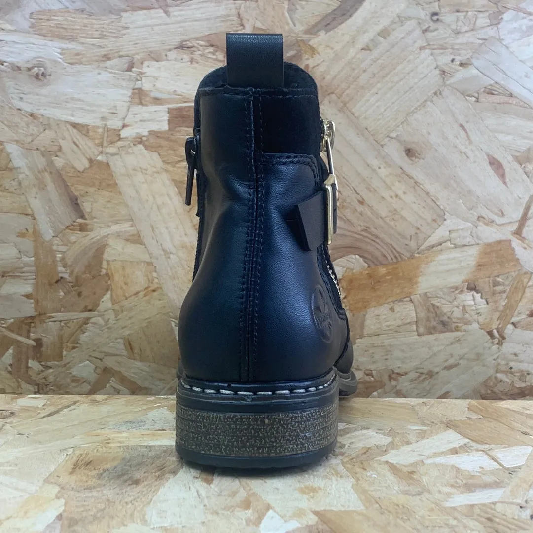 Rieker Womens Fleece Lined Leather Ankle Boot - Black sold by The Foot Factory product image thumbnail 5