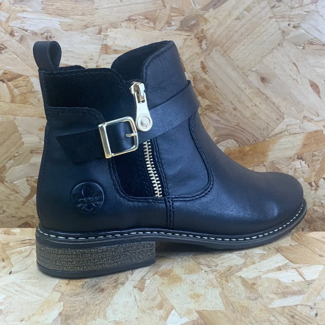 Rieker Womens Fleece Lined Leather Ankle Boot - Black sold by The Foot Factory product image thumbnail 4