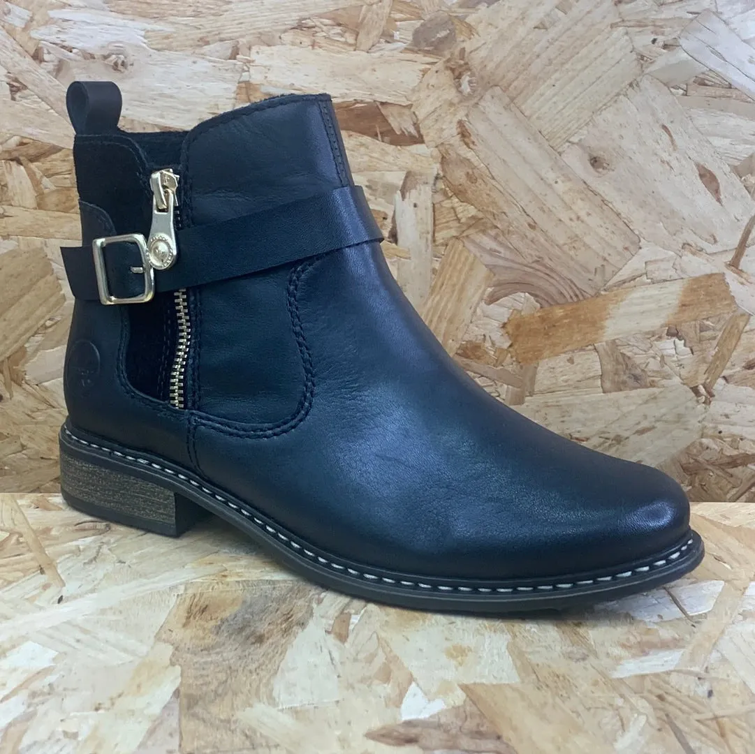 Rieker Womens Fleece Lined Leather Ankle Boot - Black sold by The Foot Factory product image thumbnail 2