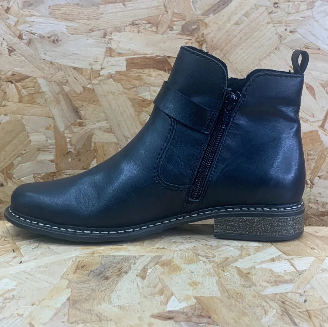 Rieker Womens Fleece Lined Leather Ankle Boot - Black sold by The Foot Factory product image thumbnail 3