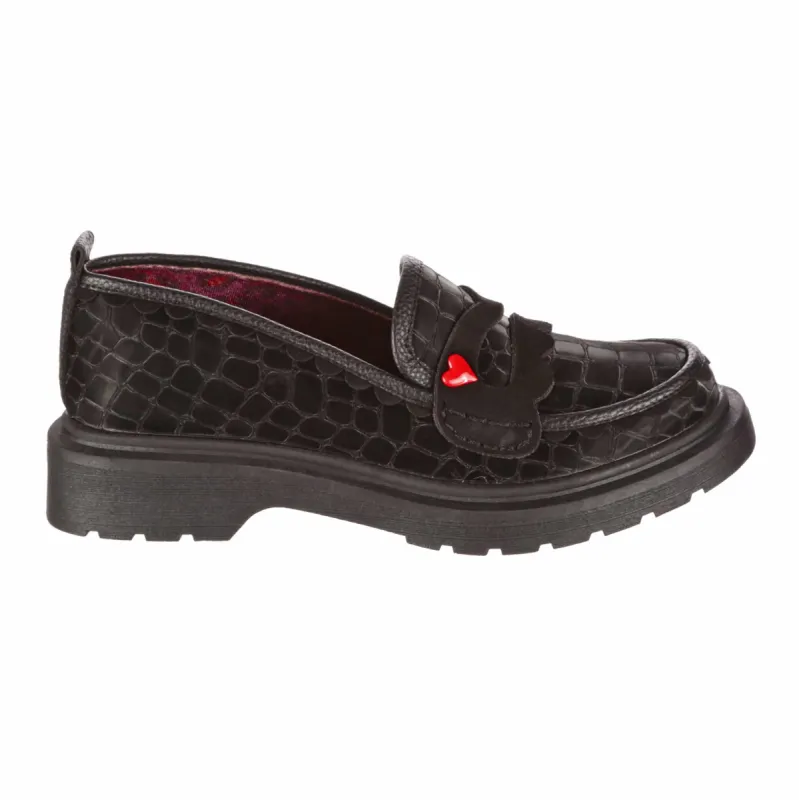 Irregular Choice Womens Love a Loaf Loafer - Black sold by The Foot Factory