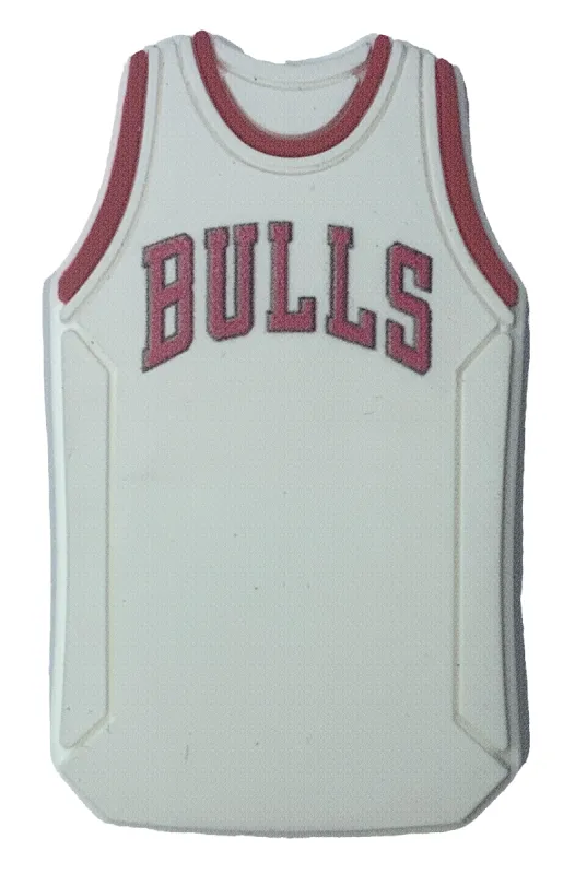 Crocs Jibbitz NBA Chicago Bulls White Jersey Charm sold by The Foot Factory