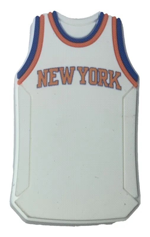 Crocs Jibbitz NBA New York Knicks White Jersey Charm sold by The Foot Factory