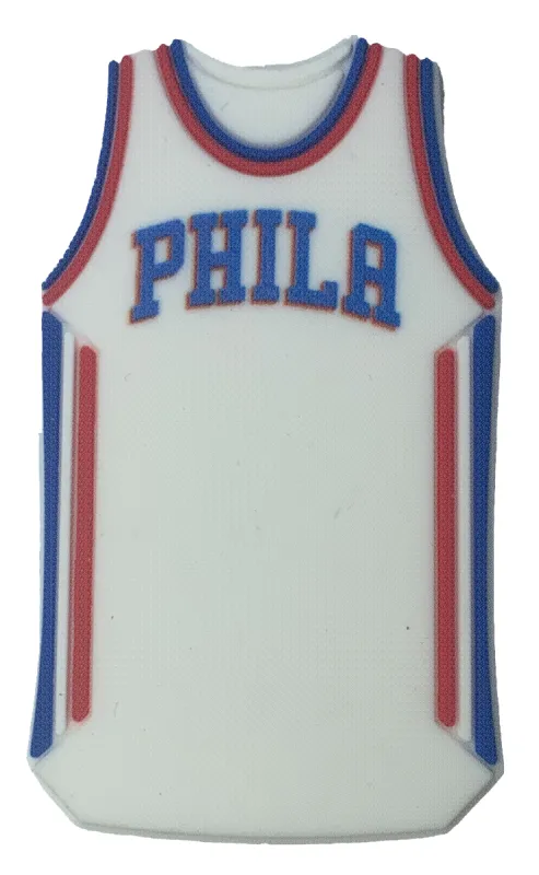 Crocs Jibbitz NBA Philadelphia 76ers White Jersey Charm sold by The Foot Factory