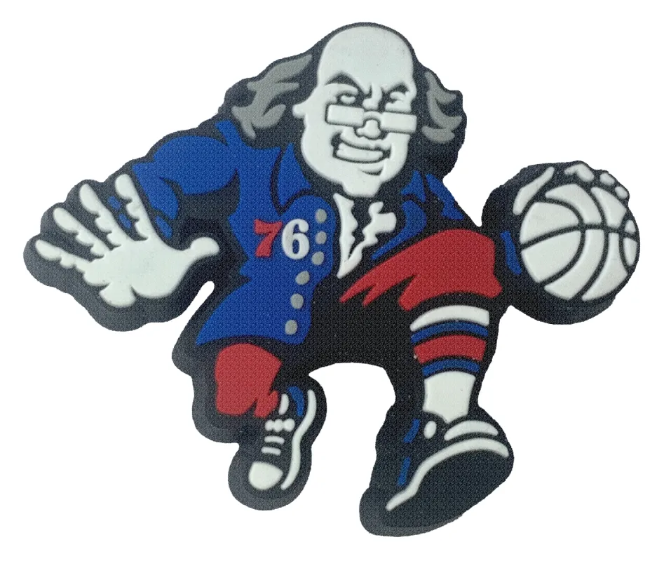Crocs Jibbitz NBA Philadelphia 76ers Ben Franklin Dribbling Charm sold by The Foot Factory