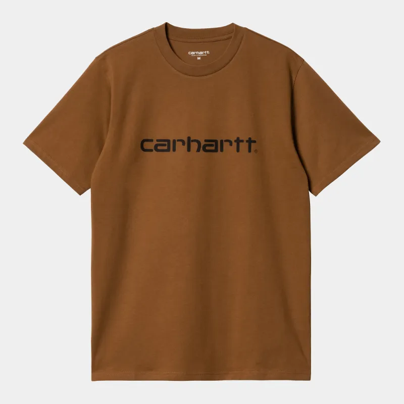 Carhartt WIP Mens Script Short Sleeve T-Shirt - Deep Hamilton Brown sold by The Foot Factory