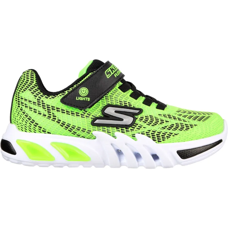 Skechers Boys Flex-Glow Elite Vorlo Light Up Trainers - Lime sold by The Foot Factory