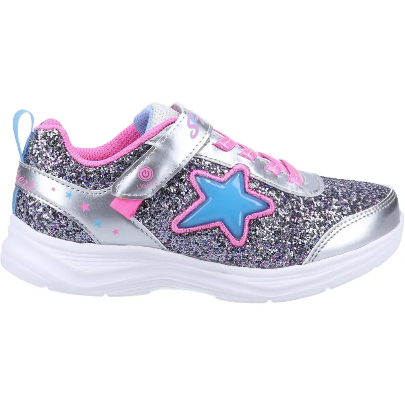 Skechers Girls Glimmer Kicks Starlet Shine Light Up Trainers - Silver sold by The Foot Factory