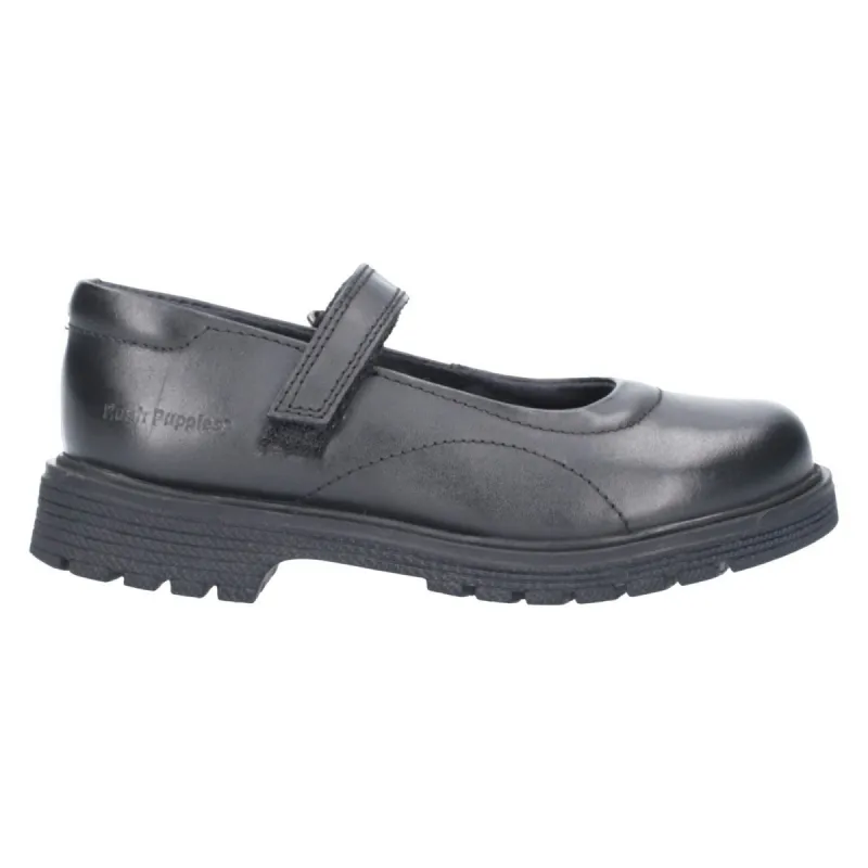 Hush Puppies Girls Tally Leather School Shoes - Black sold by The Foot Factory