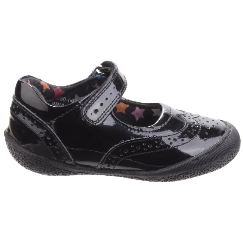 Hush Puppies Girls Rina Patent Leather School Shoes - Black sold by The Foot Factory