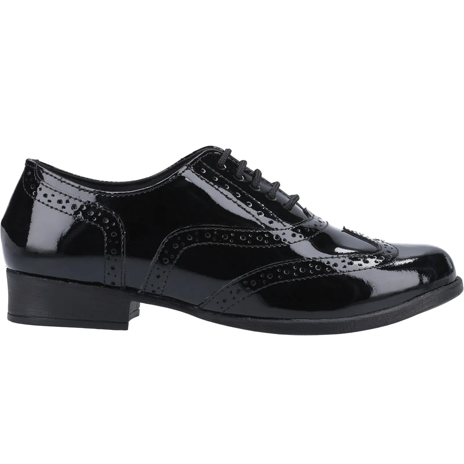 Hush Puppies Girls Kada Leather Patent School Shoes - Black sold by The Foot Factory