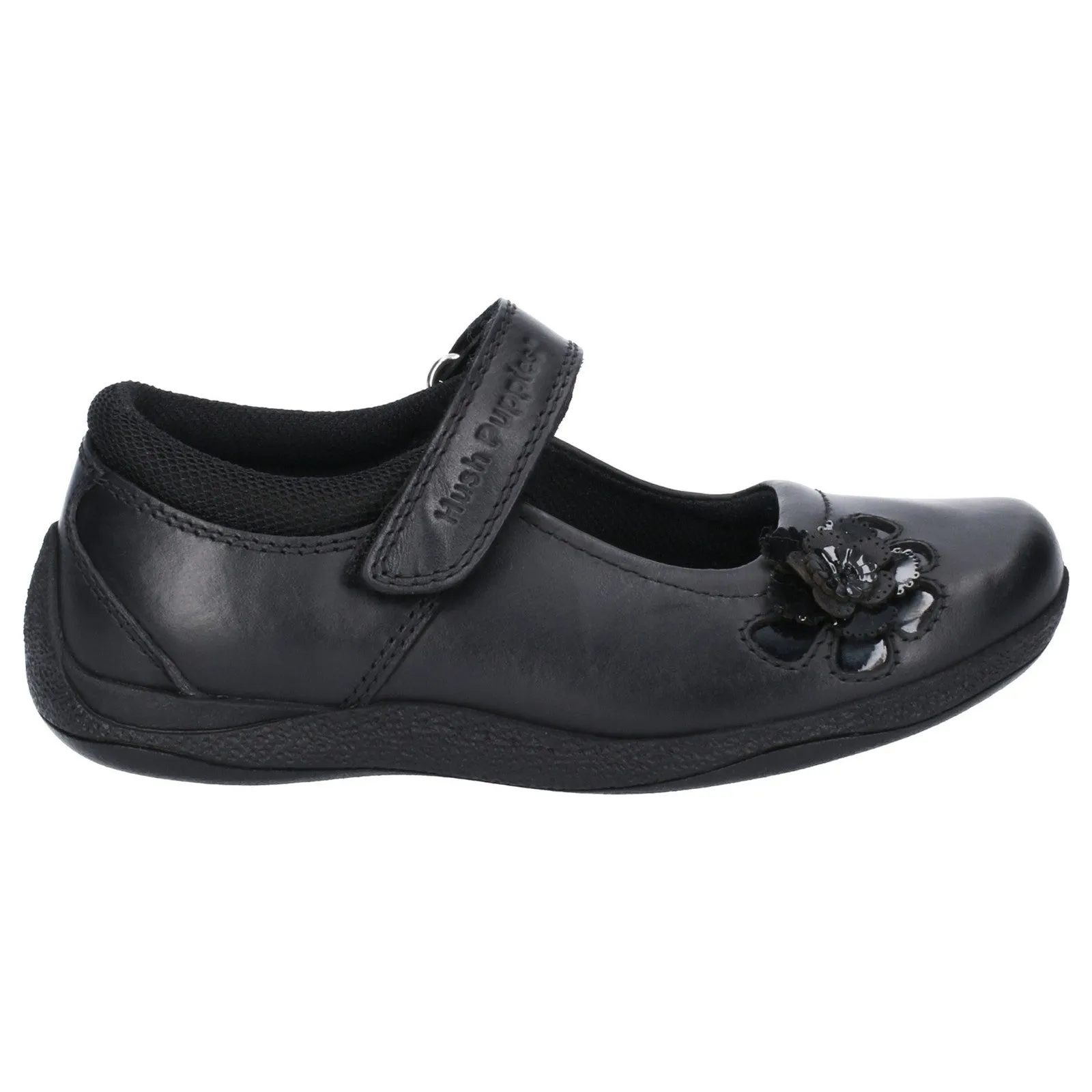Hush Puppies Girls Jessica Leather School Shoe - Black sold by The Foot Factory