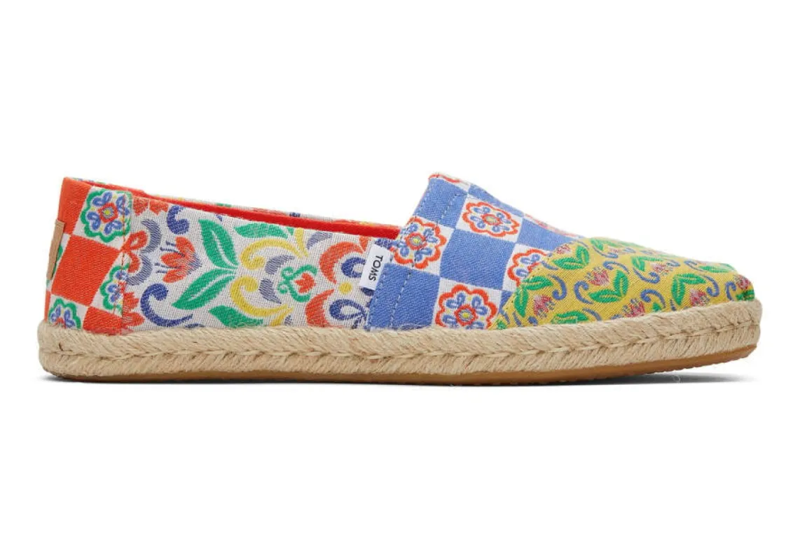 TOMS Womens Alpargata Rope Espadrille - Red Mediterranean Tiles sold by The Foot Factory