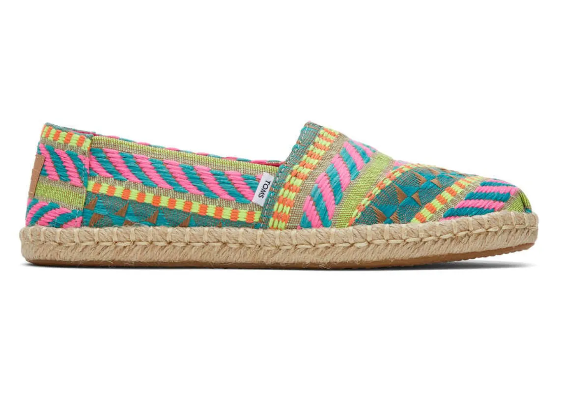 TOMS Womens Alpargata Global Jaquard Rope Espadrille - Pink sold by The Foot Factory