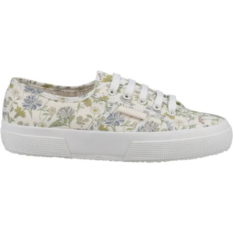 Superga Womens 2750 Floral Print Trainers - Light Olive sold by The Foot Factory