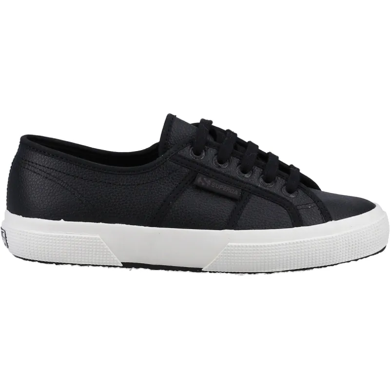 Superga Womens 2750 Tumbled Leather Trainers - Black sold by The Foot Factory