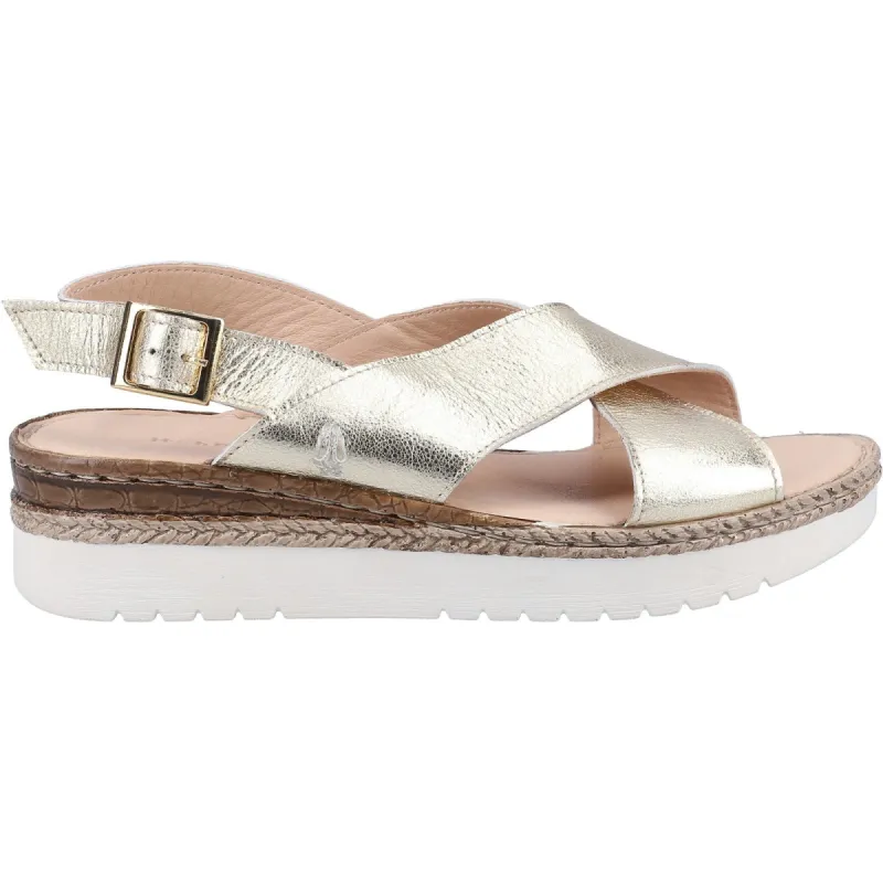 Hush Puppies Womens Saphira Leather Sandal - Gold sold by The Foot Factory