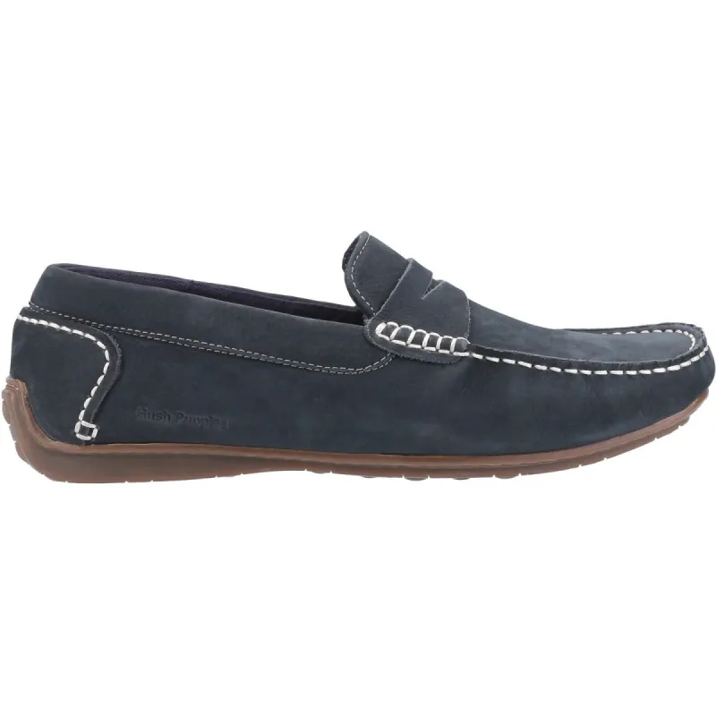Hush Puppies Mens Roscoe Leather Shoes - Navy sold by The Foot Factory