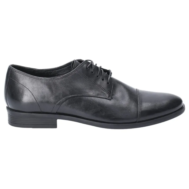 Hush Puppies Mens Ollie Leather Shoes - Black sold by The Foot Factory