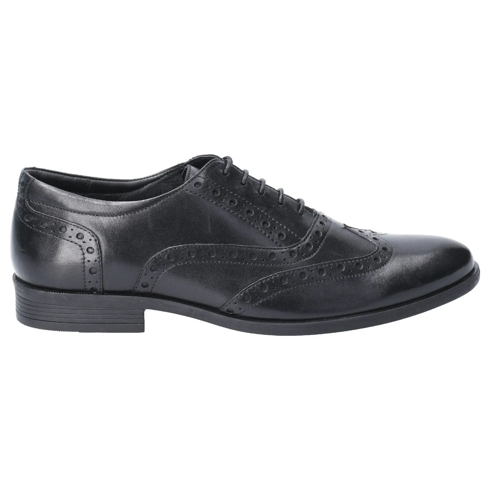 Hush Puppies Mens Oaken Leather Brogue Shoe - Black sold by The Foot Factory