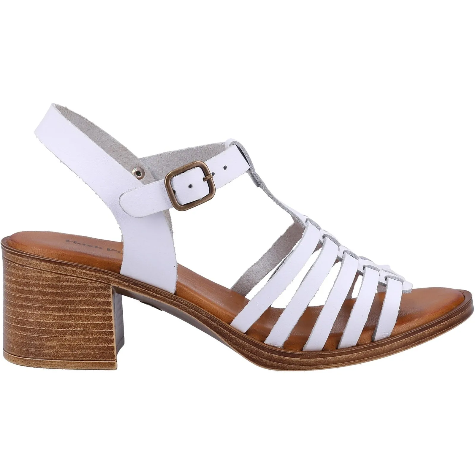 Hush Puppies Womens Greta Leather Sandal - White sold by The Foot Factory