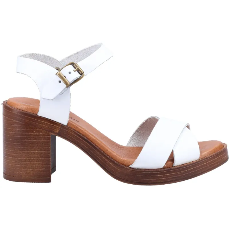Hush Puppies Womens Georgia Leather Sandal - White sold by The Foot Factory