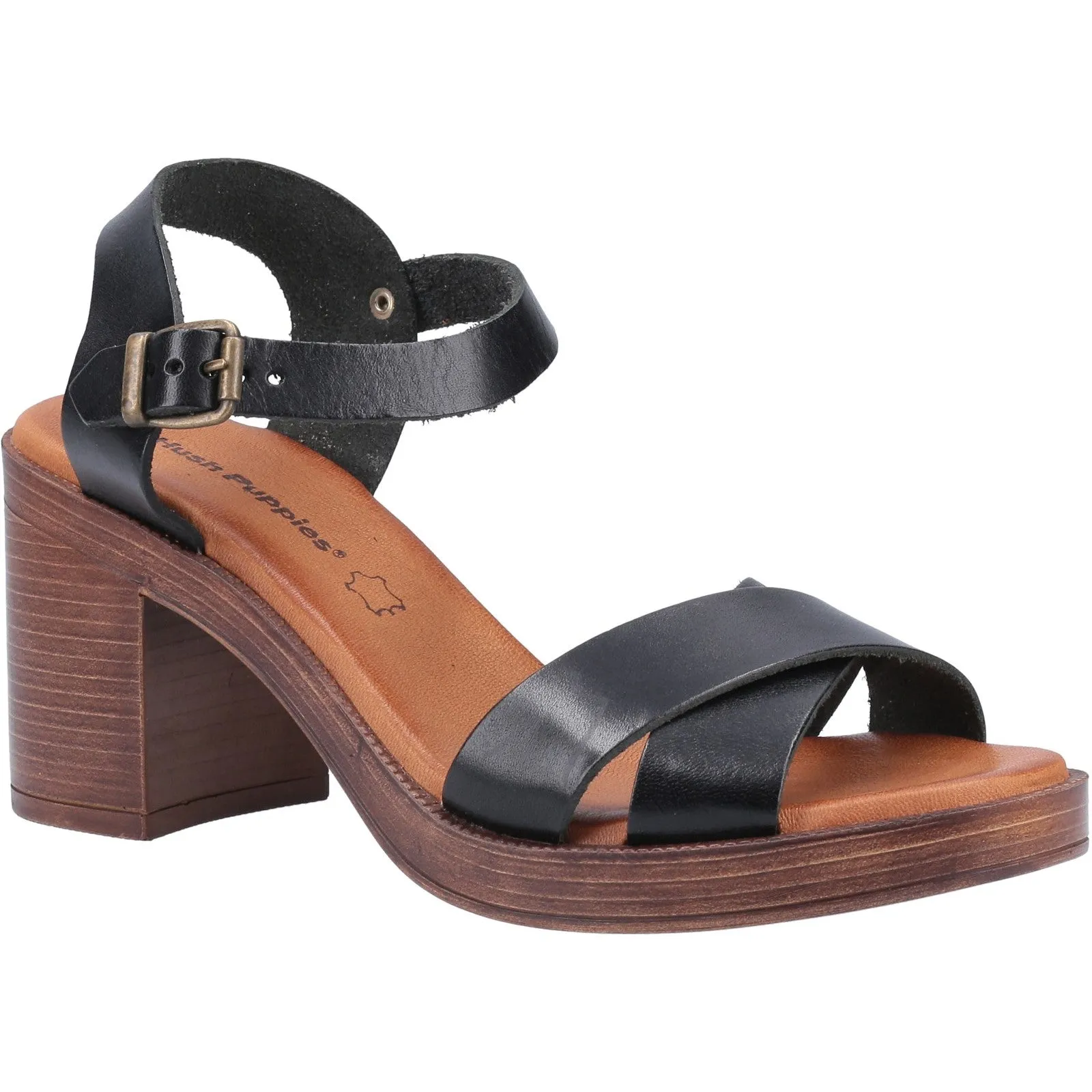 Hush Puppies Womens Georgia Leather Sandal - Black sold by The Foot Factory product image thumbnail 2