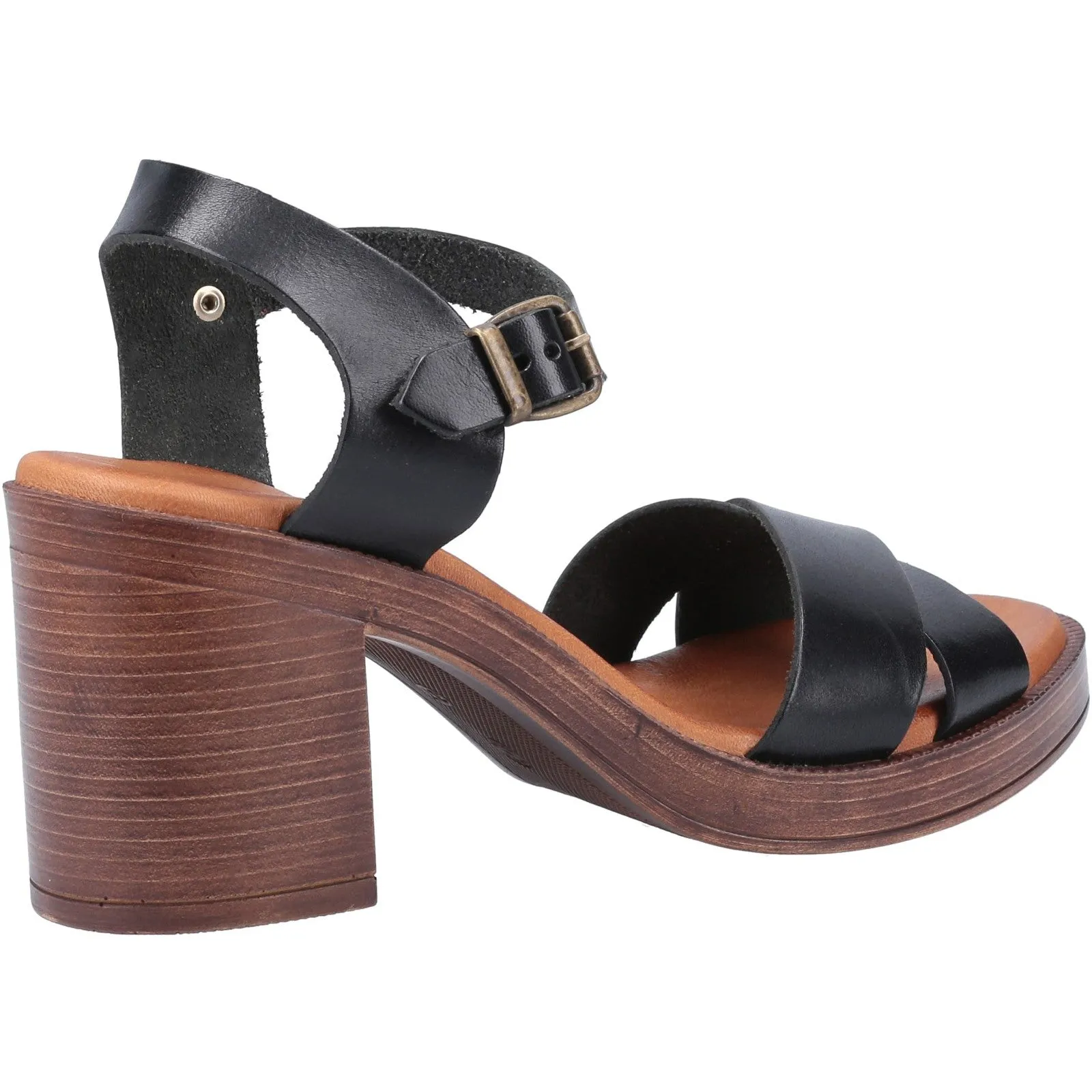 Hush Puppies Womens Georgia Leather Sandal - Black sold by The Foot Factory product image thumbnail 3