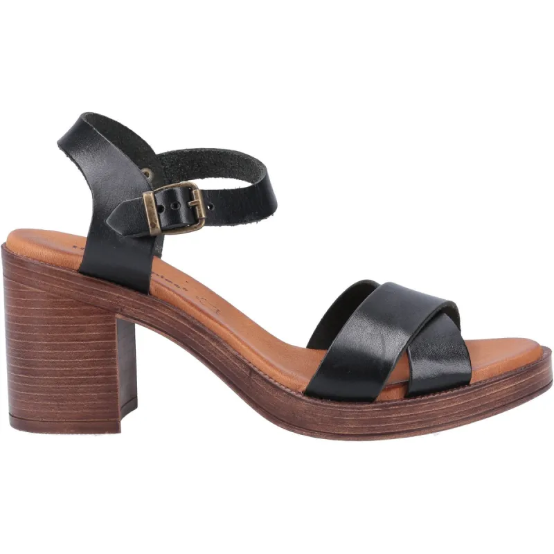Hush Puppies Womens Georgia Leather Sandal - Black sold by The Foot Factory