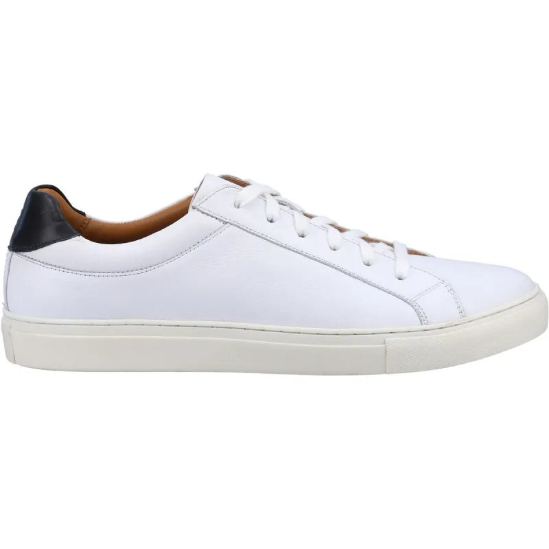 Hush Puppies Mens Colton Leather Trainers - White sold by The Foot Factory