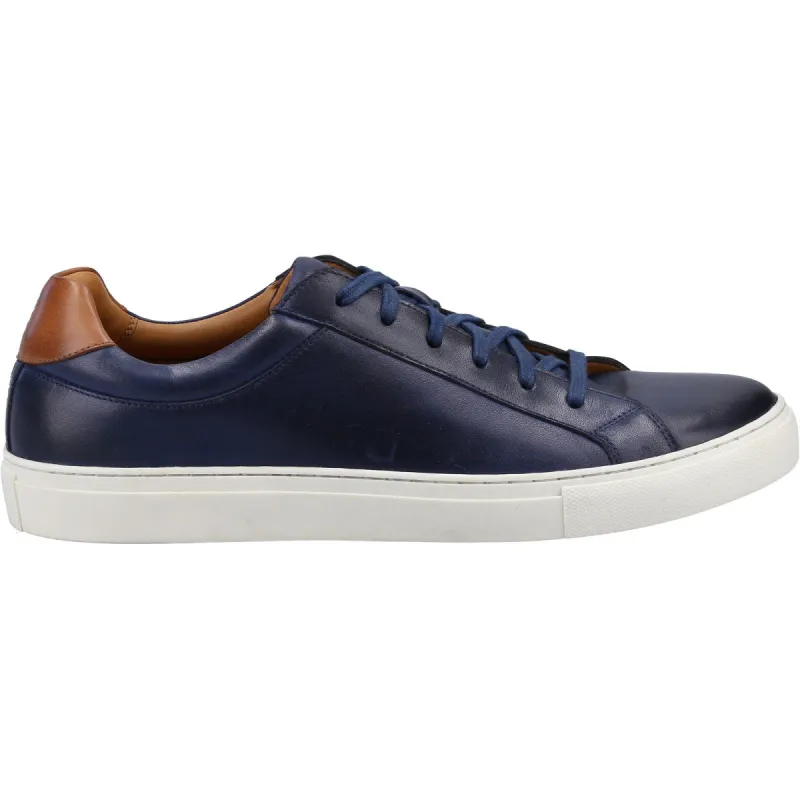 Hush Puppies Mens Colton Leather Trainers - Navy sold by The Foot Factory