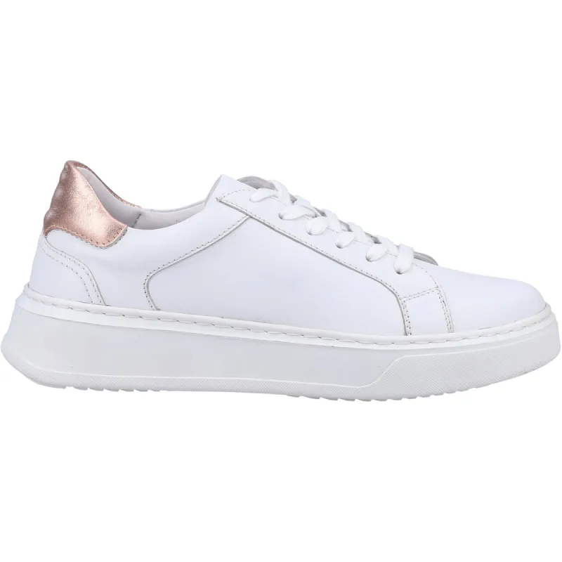 Hush Puppies Womens Camille Leather Trainers - White sold by The Foot Factory