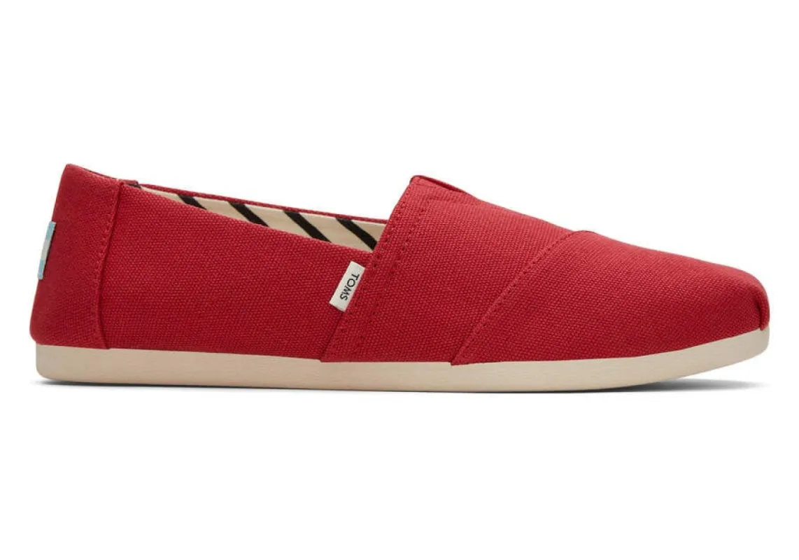 TOMS Womens Alpargata Recycled Cotton Espadrille - Red sold by The Foot Factory