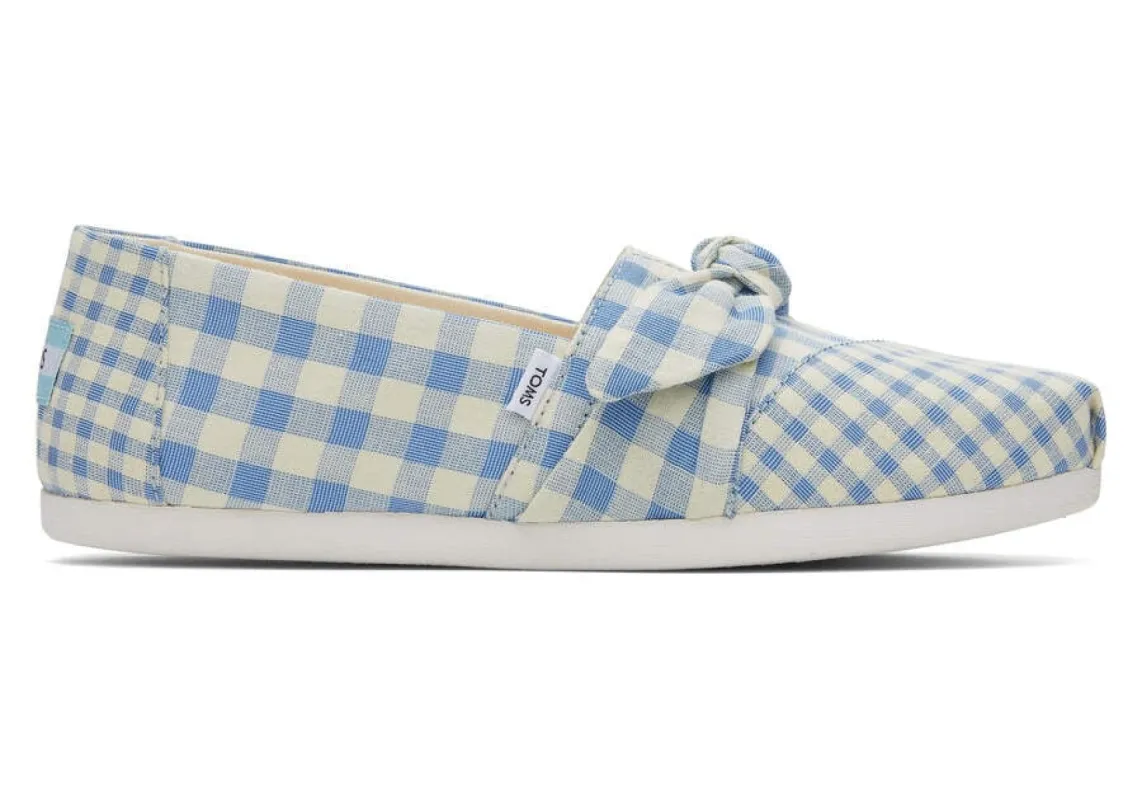 TOMS Womens Alpargata Gingham Espadrille - Island Blue Gingham sold by The Foot Factory