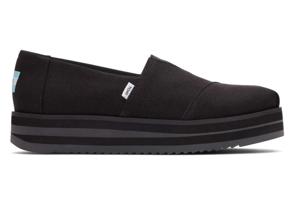 TOMS Womens Alpargata Midform Espadrille - Black sold by The Foot Factory