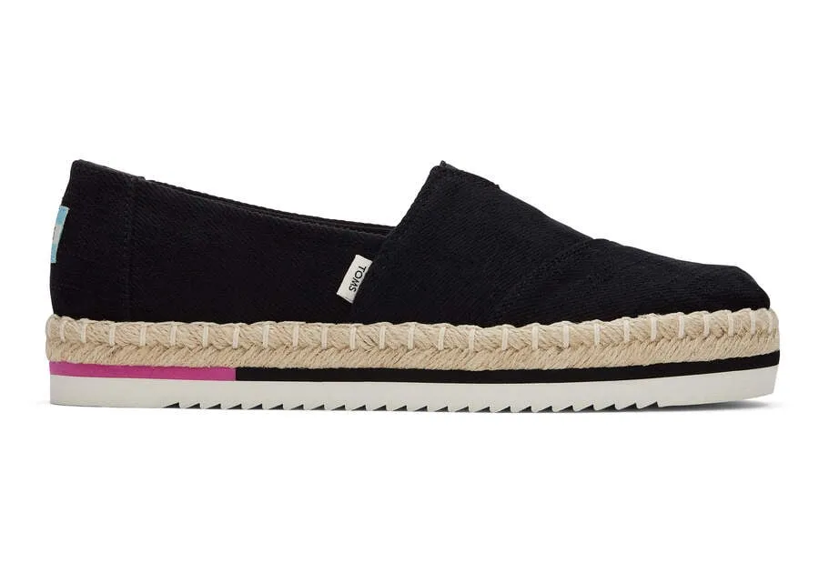TOMS Womens Alpargata Platform Espadrille - Black sold by The Foot Factory