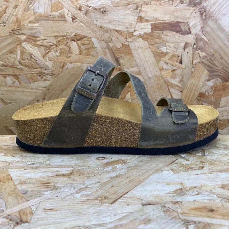 Plakton Womens Seville Mid Apure Leather Sandal - Khaki sold by The Foot Factory