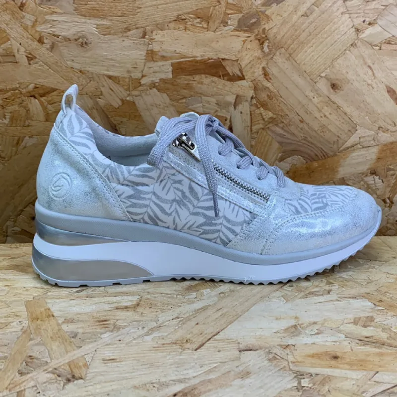Remonte Womens Fashion Leaf Print Trainers - White sold by The Foot Factory