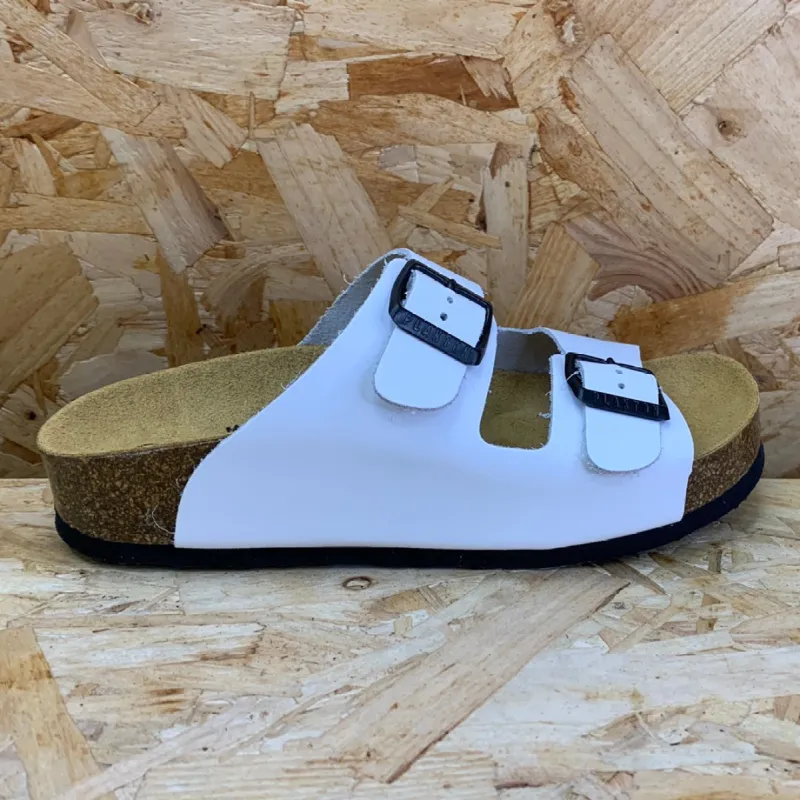 Plakton Womens Malaga Mid Napa Leather Sandal - White sold by The Foot Factory