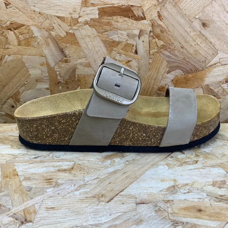 Plakton Womens Alicante Mid Nubuck Leather Sandal - Taupe sold by The Foot Factory