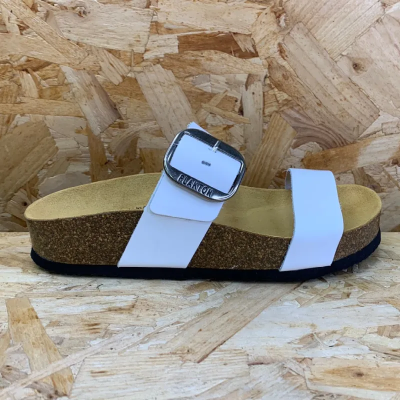 Plakton Womens Alicante Mid Napa Leather Sandal - White sold by The Foot Factory
