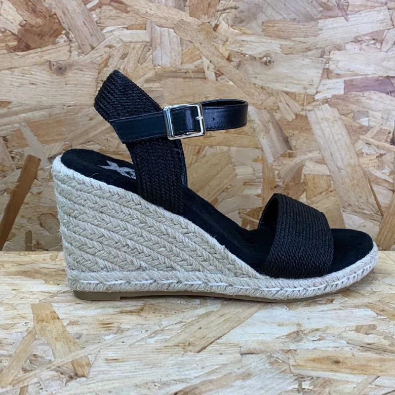 Xti Womens Fashion Wedge Sandals - Black sold by The Foot Factory