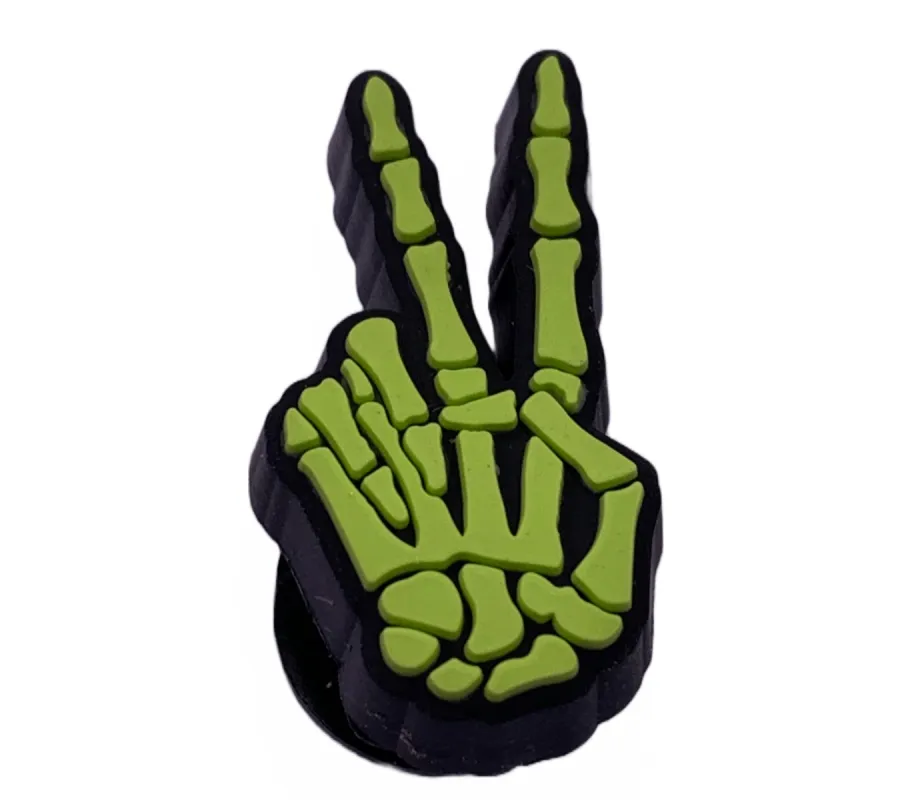 Crocs Jibbitz Its Lit Skeleton Hand Peace Sign Charm sold by The Foot Factory