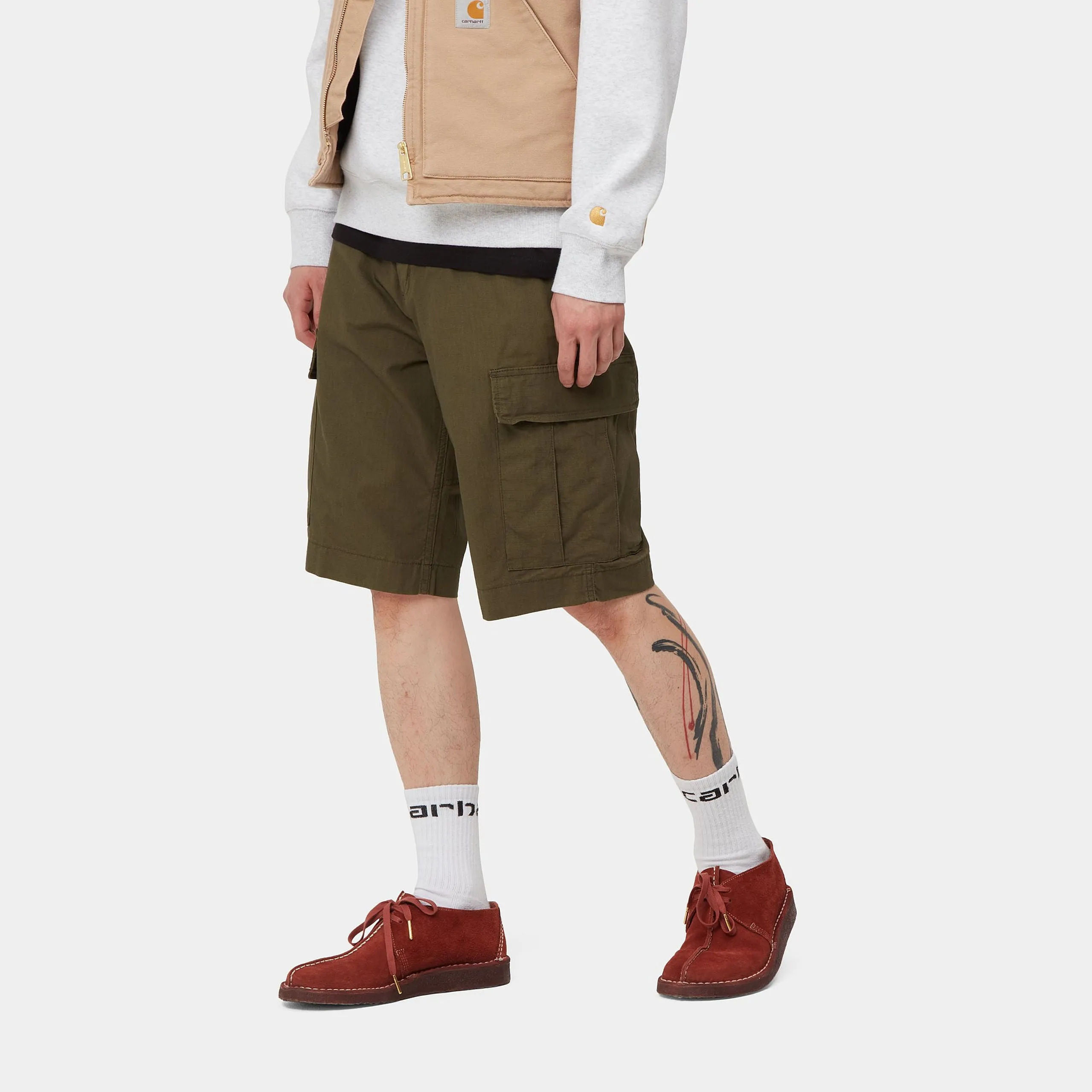 Carhartt WIP Mens Regular Cargo Shorts - Cypress Rinsed sold by The Foot Factory product image thumbnail 4