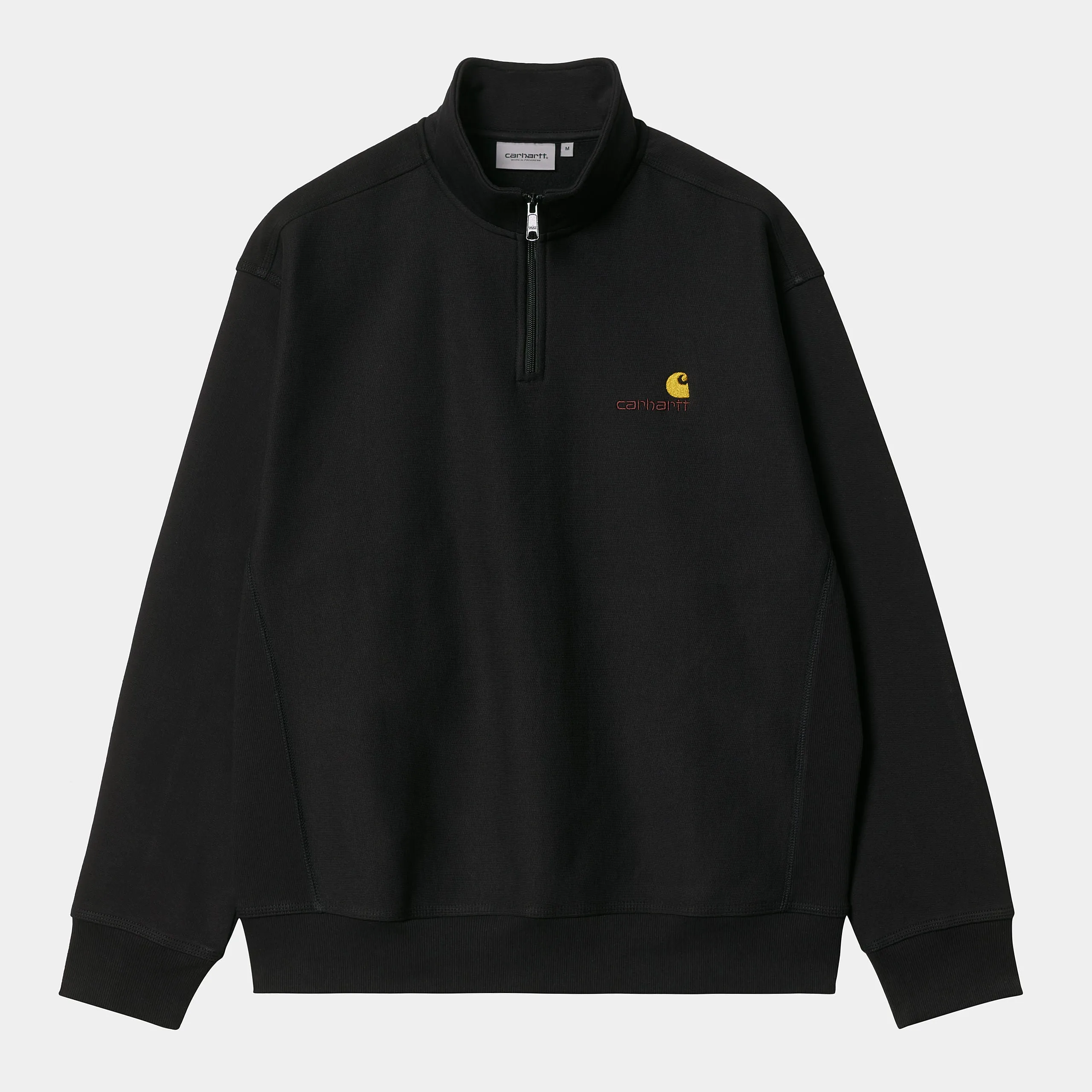Carhartt WIP Mens Half Zip American Script Sweat Top - Black sold by The Foot Factory