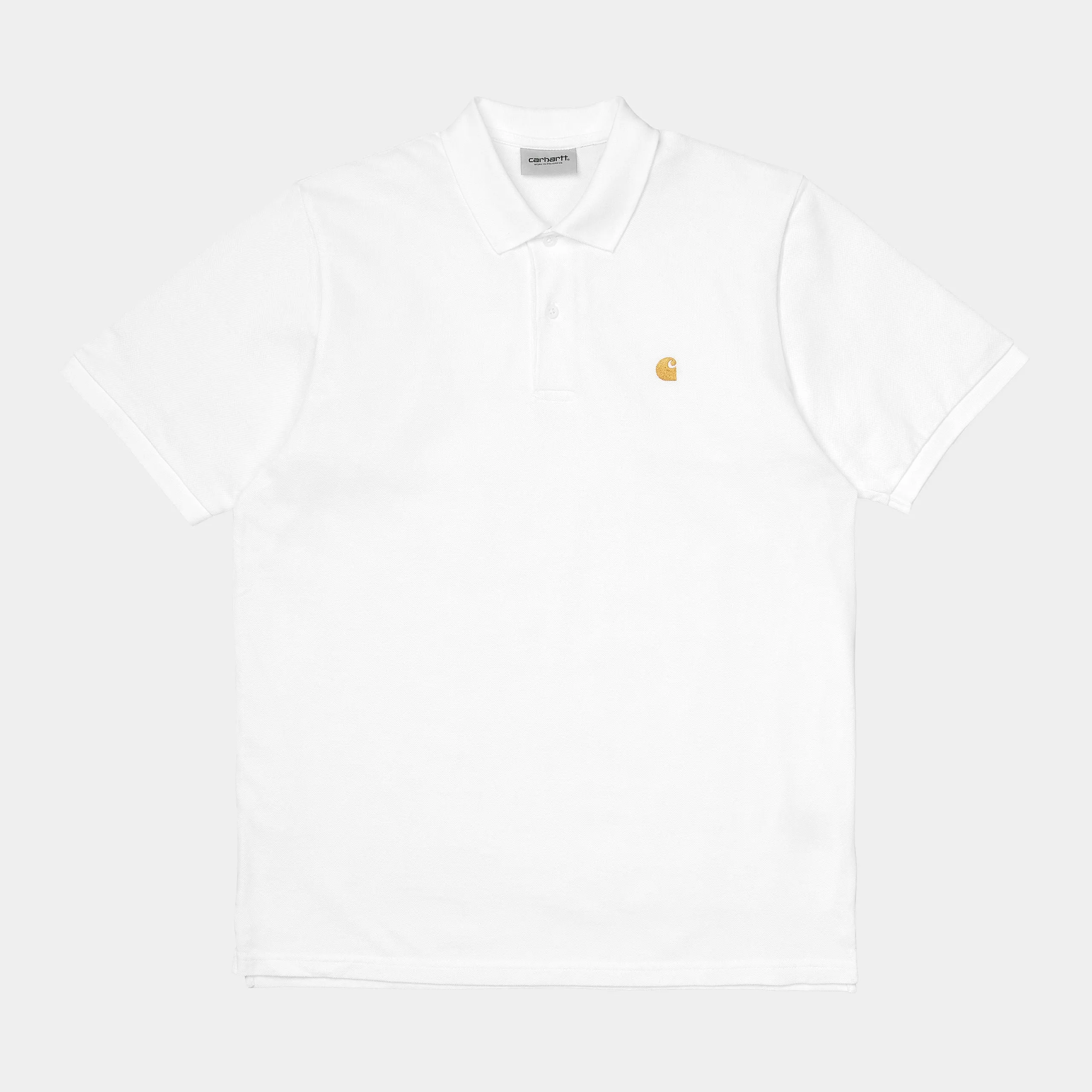 Carhartt WIP Mens Chase Pique Short Sleeve Polo Shirt - White sold by The Foot Factory