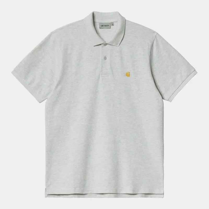 Carhartt WIP Mens Chase Pique Short Sleeve Polo Shirt - Ash Heather sold by The Foot Factory
